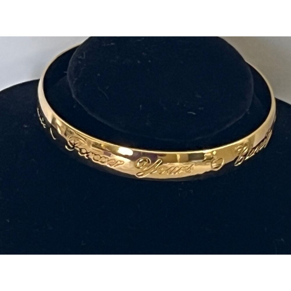 Avon Gold Tone Bangle Bracelet Forever Yours Eternity Love Passion Romance 7.5"